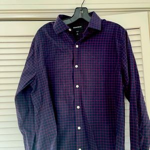 NWOT BONOBOS Slim Fit Navy and Red Checkered shirt medium